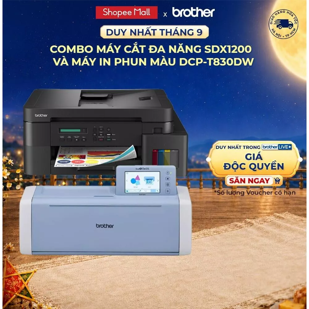 Combo máy cắt SDX1200 + máy in DCP-T830DW