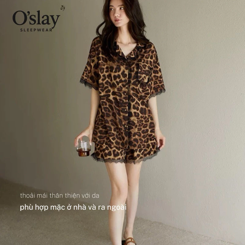 Pijama Nữ Modal Cao Cấp - Bộ Ngủ Áo Ngắn Tay Họa Tiết Báo Quần Short Mát Mẻ Mùa Hè B17435
