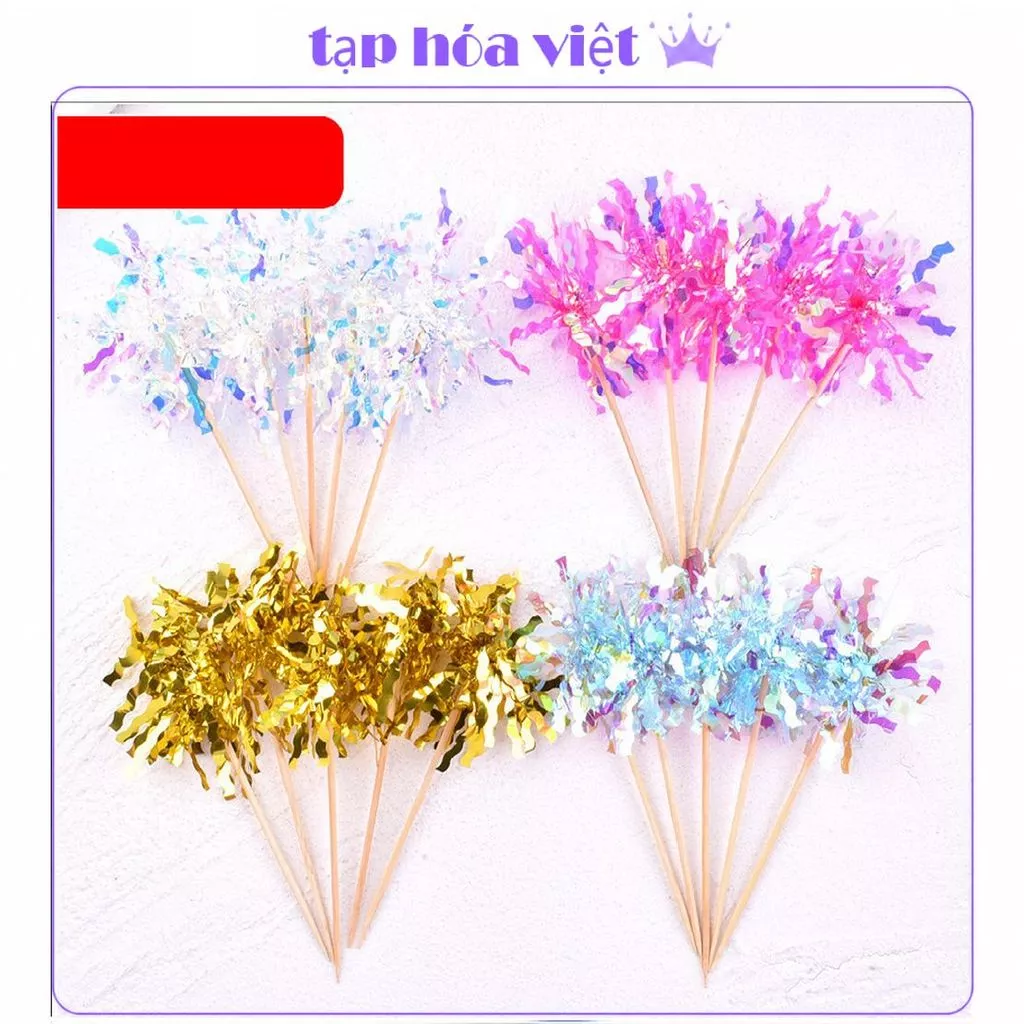 (3 SET) CẮM TUA RUA trang trí bánh, bông tuyết mưa trang trí bánh