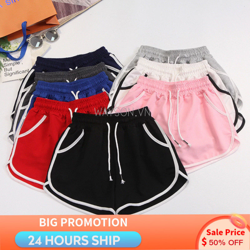 {SẴN SÀNG} Quần Cotton Nữ Quần Short Thể Thao Nữ Chạy Bộ Mùa Hè Quần Nóng Quần Ống Rộng Quần Size Lớn