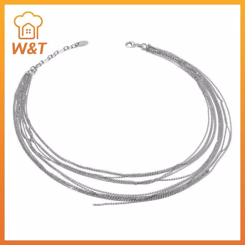 [W & T] Dây chuyền xương đòn hợp kim nhiều lớp thời trang Nelace nhẹ màu bạc sang trọng dành cho nữ Quà tặng trang sức hợp thời trang Mới