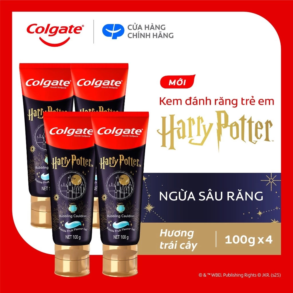 Bộ 4 kem đánh răng Colgate Harry Potter dành cho bé hương trái cây, ngừa sâu răng