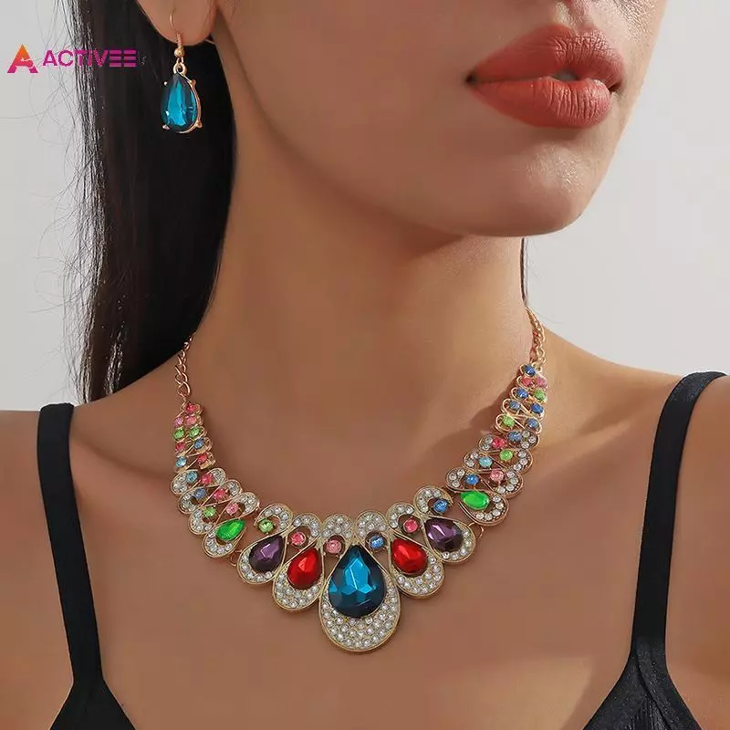 < Activee > Bộ trang sức Bộ bông tai đính đá kim cương lấp lánh thời trang dành cho phụ nữ Quà tặng trang sức dự tiệc đẹp