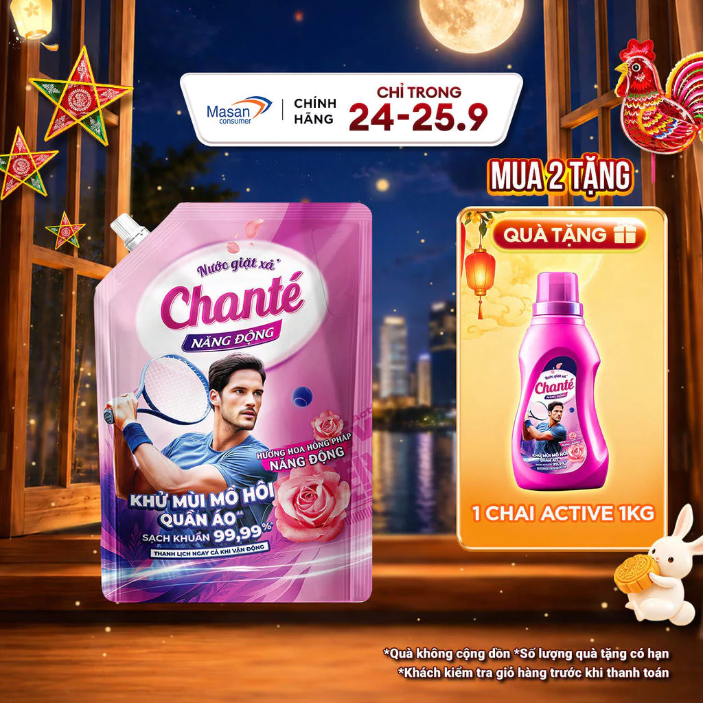 Nước giặt xả Chanté Active cao cấp 8 trong 1 túi x 3.2kg