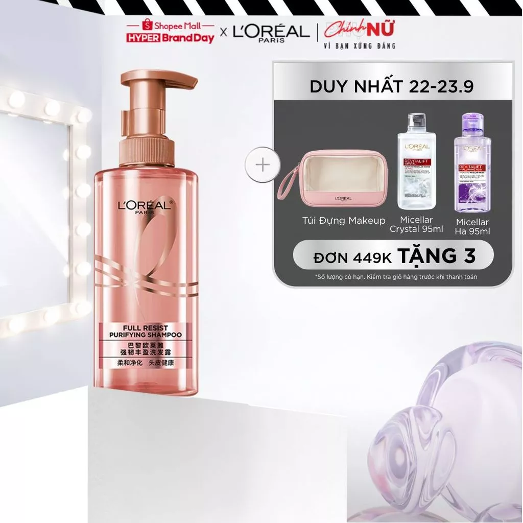 Dầu Gội Ngăn Ngừa, Giảm gãy Rụng Tóc Giúp Tóc Chắc Khỏe  L’Oreal Paris Elseve Full Resist Anti Hair Fall Shampoo 440Ml