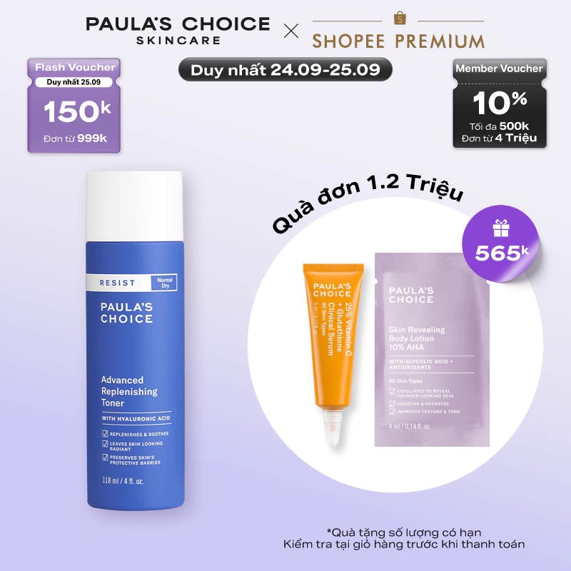 Nước cân bằng dưỡng ẩm và làm giảm nếp nhăn trên da Paula's Choice Resist Advanced Replenishing Toner 118ml 7670