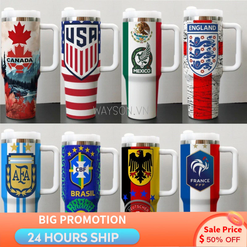 {HÀNG CÓ SẴN}Cốc giữ nhiệt 40oz FIFA WORLD CUP 2026, cốc đựng nước trên ô tô, cốc cách nhiệt bằng thép không gỉ