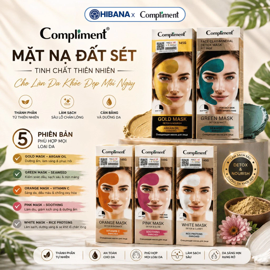 Mặt Nạ Đất Sét Mask Compliment Giúp Làm Sạch Sâu, Da Mịn Rạng Rỡ, Thành Phần Tự Nhiên | 80ML