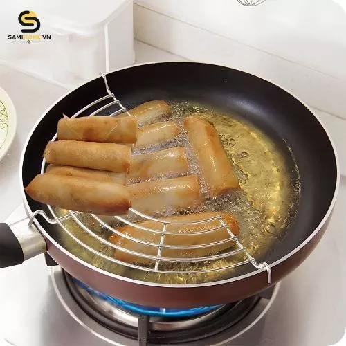 Vỉ Gác Chảo Rán Samihome, Chất Liệu Inox Size 24-30cm Giúp Ráo Dầu Mỡ Chiên