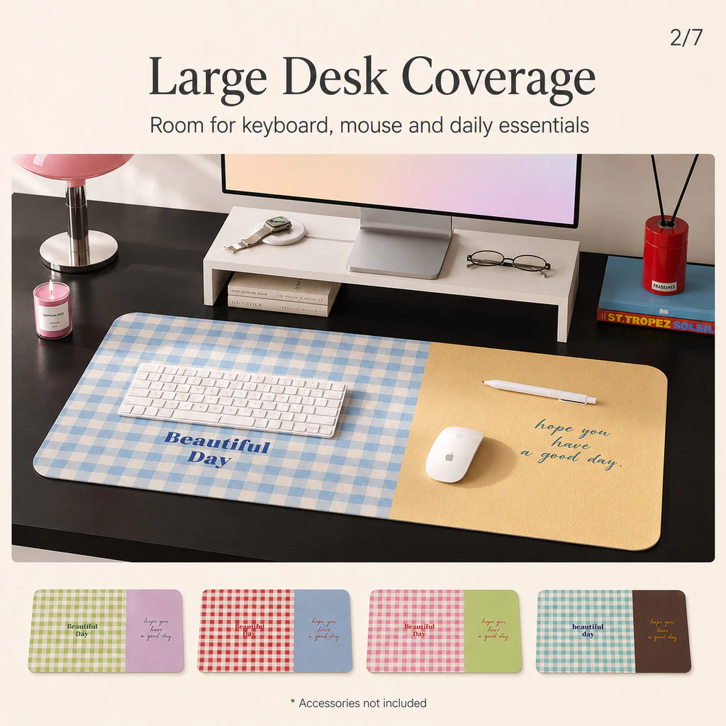 Thảm Lót Bàn Da PVC 35x80cm Chống Nước Chống Dầu Dễ Lau Họa Tiết Caro Phối Màu Pastel 4 Mẫu Phong Cách Tối Giản Hiện Đại