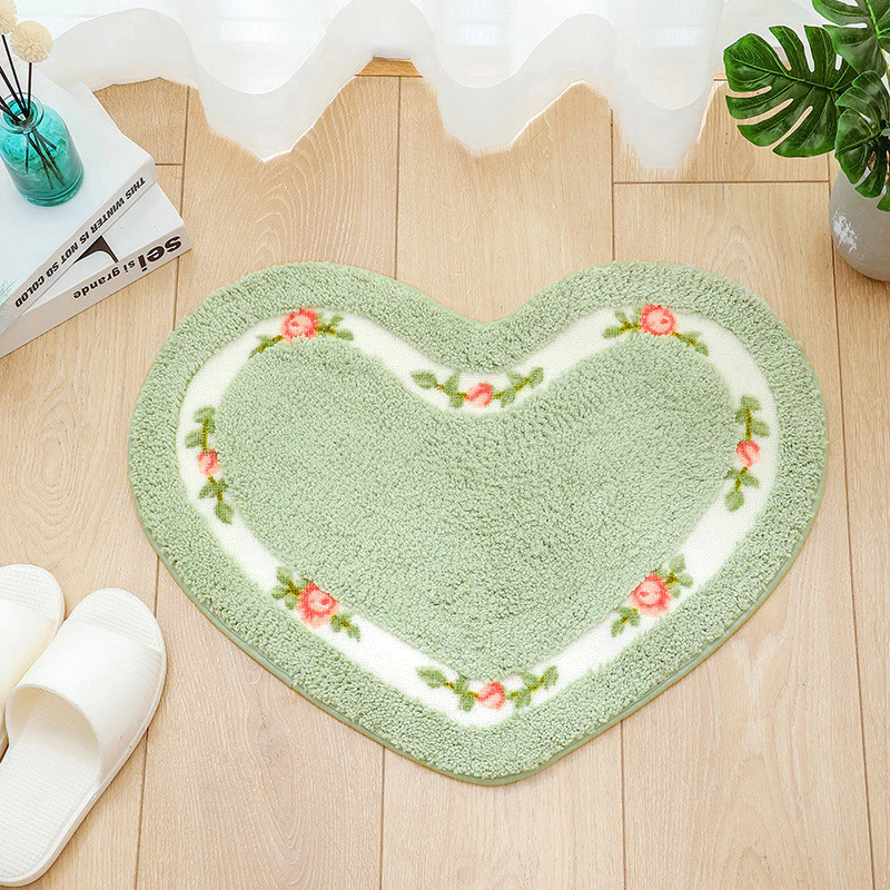 [Sản phẩm mới] Thảm trải sàn Cashmere giả hoa tình yêu đơn giản Phòng ngủ Thảm trang trí đầu giường Chống bụi bẩn Chống mài mòn Flo