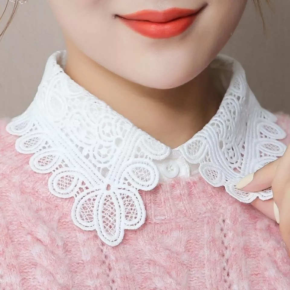Lace Collar Insert for Women Elastic Stretchy Detachable Hollow Out Turtleneck Scarf Top Base Layer Fashion Accessories