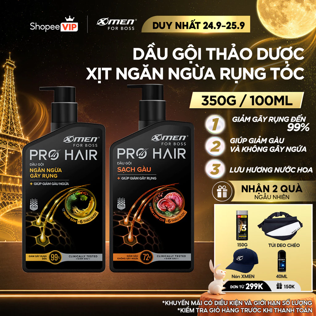 [SVIP] Dầu gội Thảo Dược X-Men For Boss Pro Hair 350g Giúp Sạch Gàu và Giảm Gãy Rụng