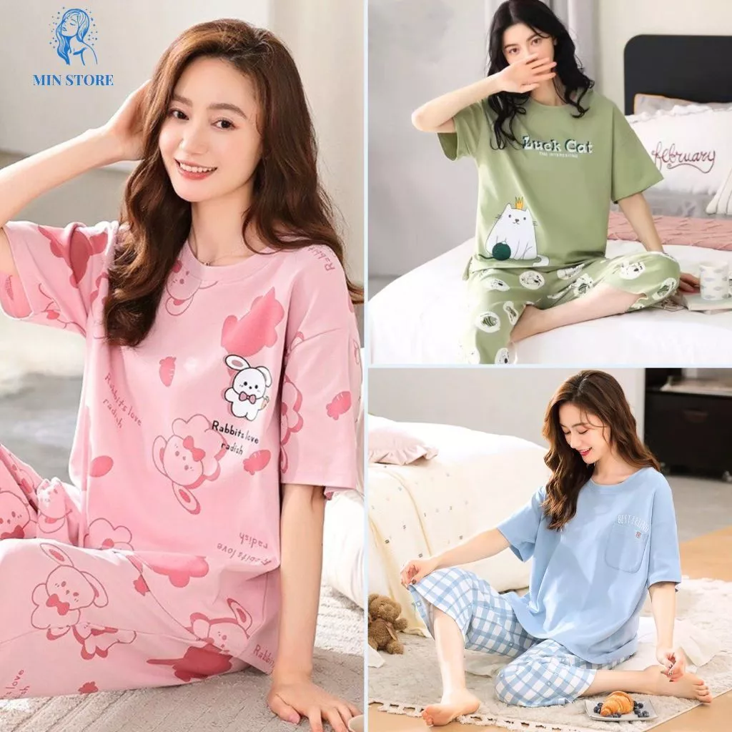 Bộ Đồ Ngủ Lụa Dài Tay - Pijama Cổ Vuông Phối Ren Phong Cách Tiểu Thư Cao Cấp B43524