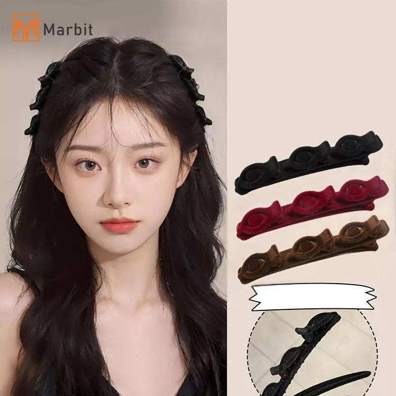 [Mar-T] Kẹp Tóc Bện Màu Trơn Phong Cách Hàn Quốc Kẹp Tóc Cắt Tóc Nổ Kẹp Trán Floing Barrettes Phụ Kiện Tóc