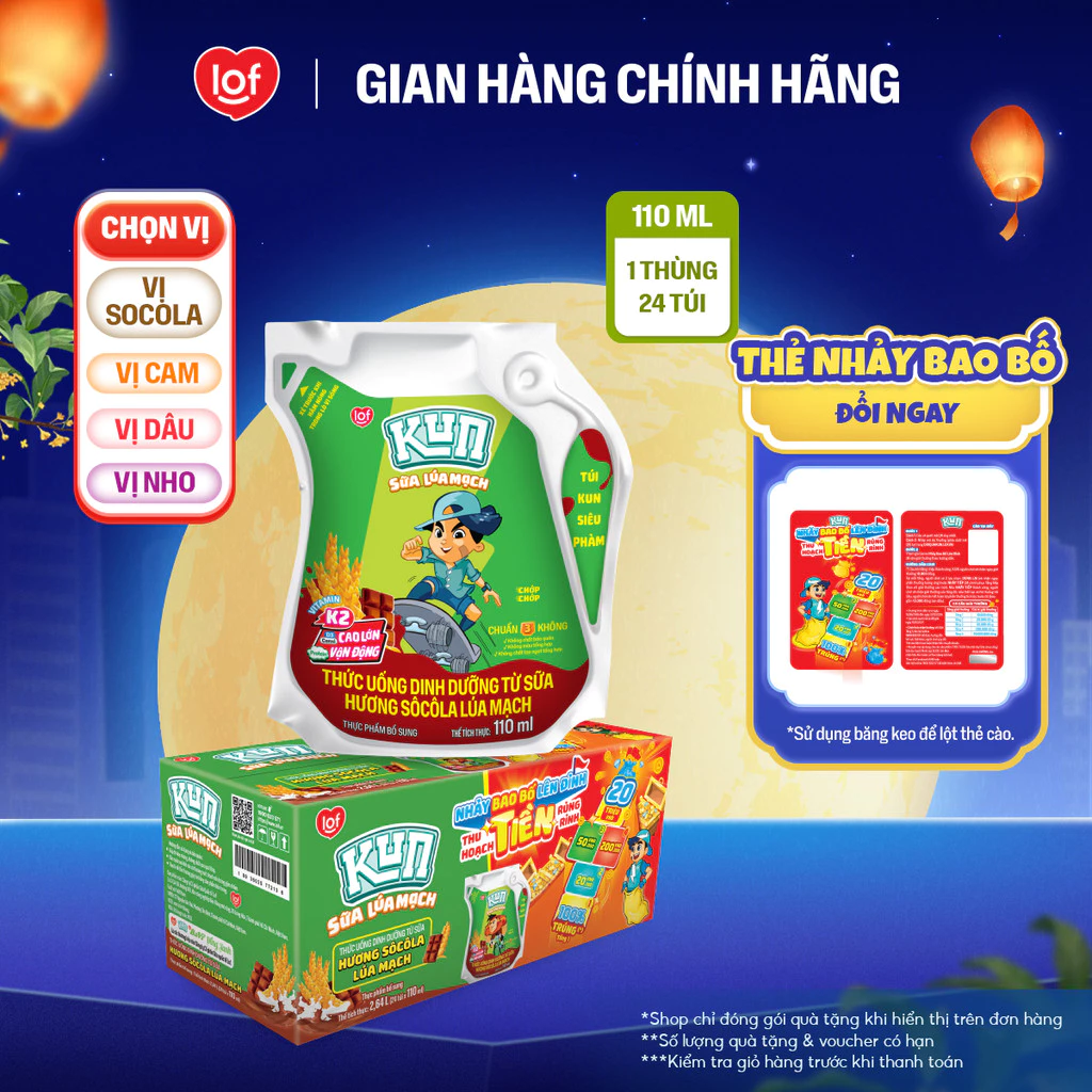 [Livestream KOL] KUN túi 1 thùng 24 túi x 110ml chọn vị: