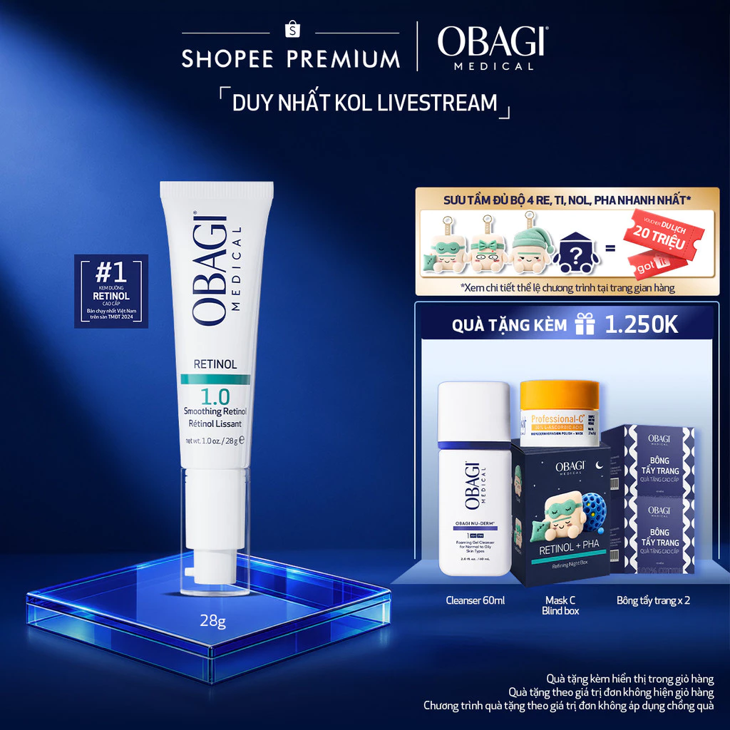 [Hannah x Obagi] Kem Dưỡng Làm Mờ Nếp Nhăn & Làm Đều Màu Da Obagi Retinol 1.0 (28g)