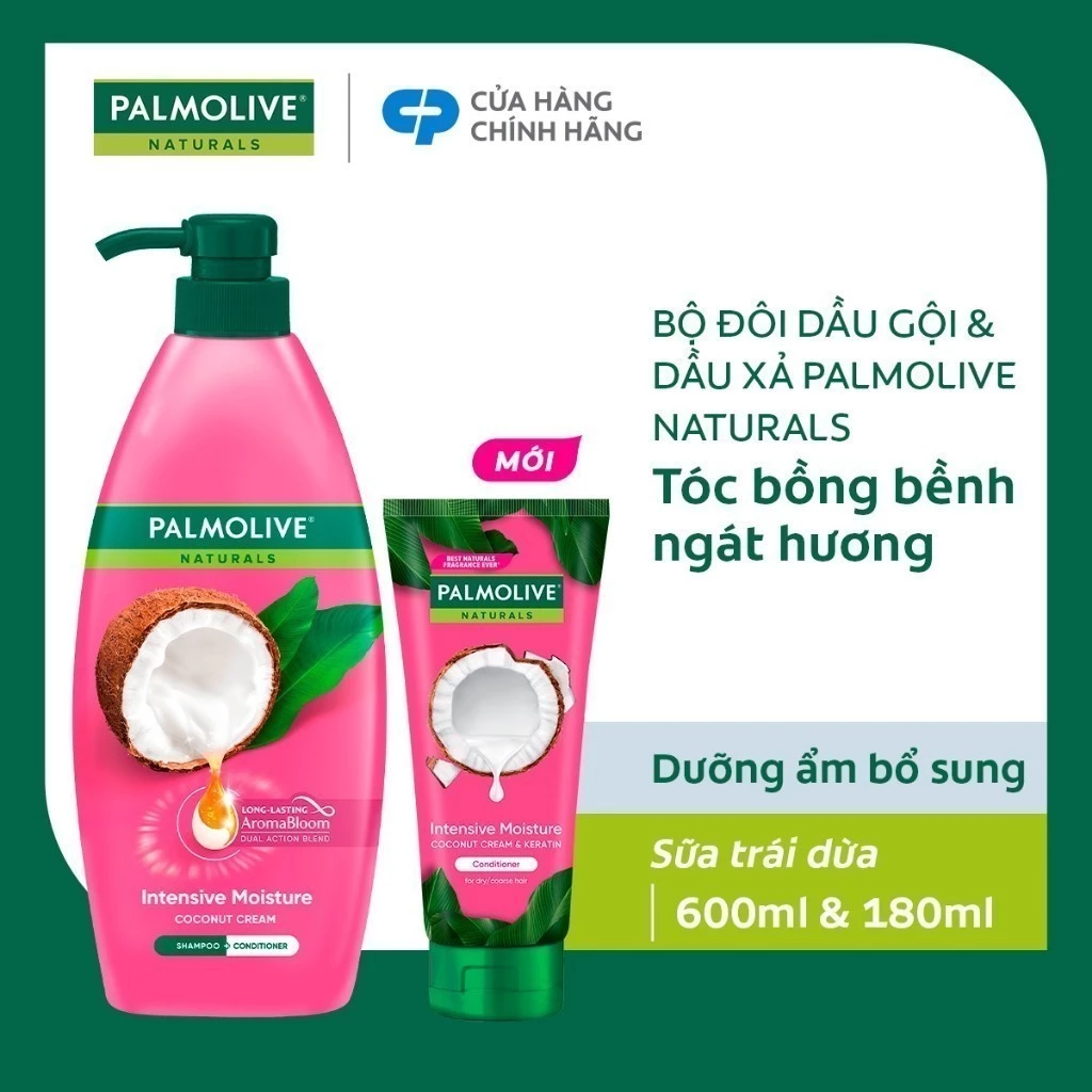Bộ đôi Dầu gội Palmolive 600ml và Dầu xả 180ml chiết xuất thiên nhiên cho tóc mềm mượt, lưu hương dài lâu