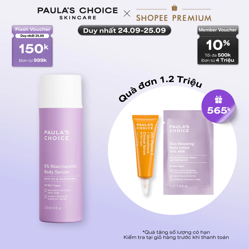 Tinh chất làm sáng và làm dịu da cơ thể Paula's Choice 5% Niacinamide Body Serum 118ml 5810