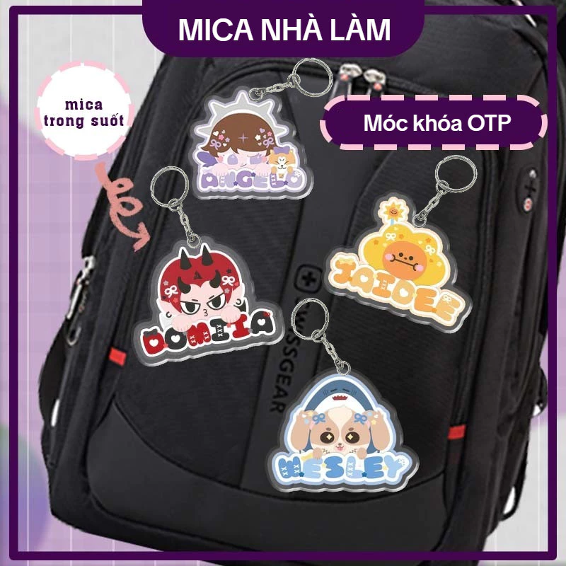 Móc khóa treo balo túi xách,... Móc khóa in hình linh vật OTP dễ thương, chất liệu mica trong suốt.