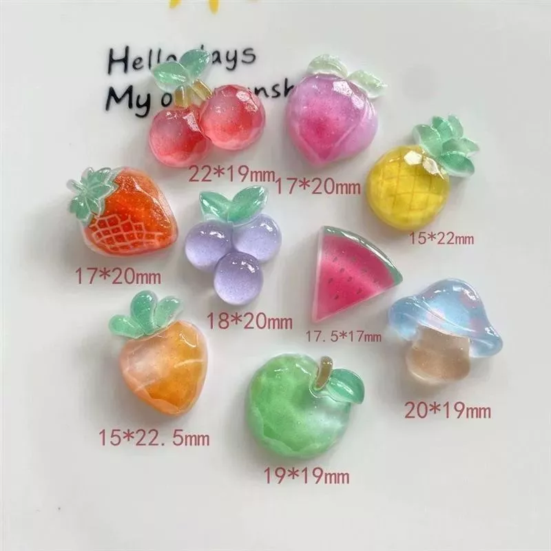 [Kèm sticker dán] Phụ kiện nhựa tự dán không cần keo Charm hình đồ ăn trái cây mini dễ thương Phụ kiện thời trang