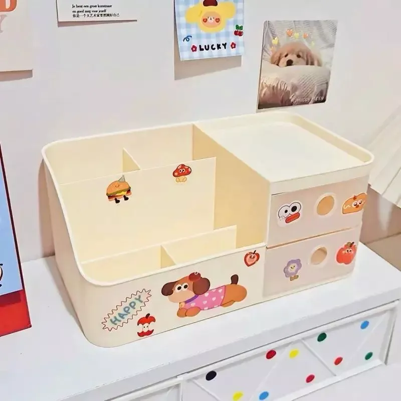 Hộp Đựng Bút Để Bàn Có Ngăn Kéo Đa Năng Decor Bàn Học Thiết Kế Dễ Thương ( Kèm Sticker ) Gia dụng Yến Nhi