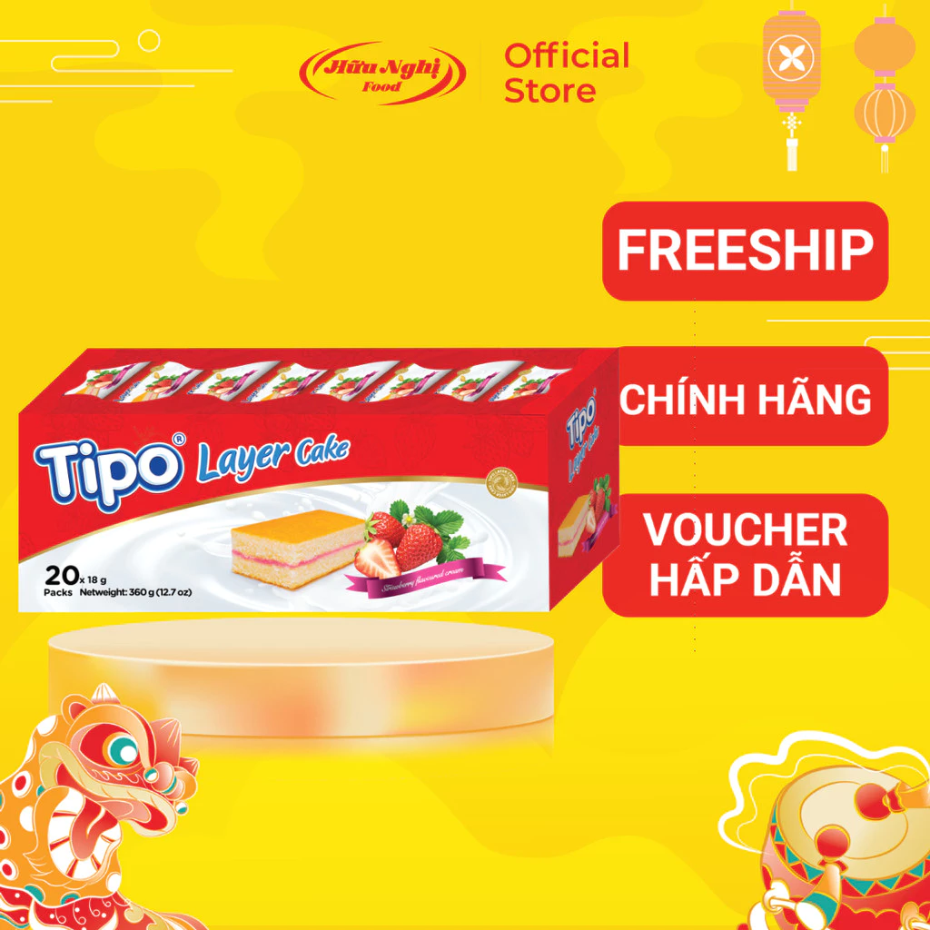 Bánh bông lan tầng dâu Tipo 360g