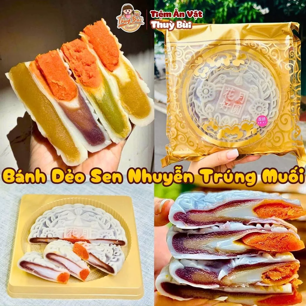 Bánh Dẻo Nhân Khoai Môn Trứng Muối, Bánh Dẻo Nhân Sen Nhuyễn Trứng Muối 500G, Bánh Dẻo Sen Nhuyễn Trứng Muối