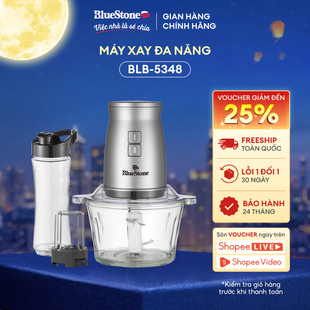 Máy Xay Đa Năng BlueStone BLB-5348 - 1.7 Lít - 500W - xay thịt, sinh tố, gia vị, đánh trứng, bóc tỏi