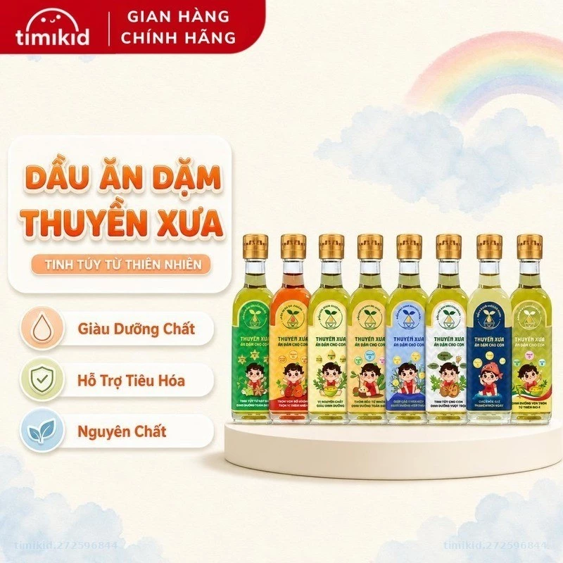 Dầu Ăn Dặm THUYỀN XƯA Cho Bé Nguyên Liệu Hạt Tự Nhiên Oliu, Óc Chó, Gấc, Sachi, Mè, Macca, Cá Hồi