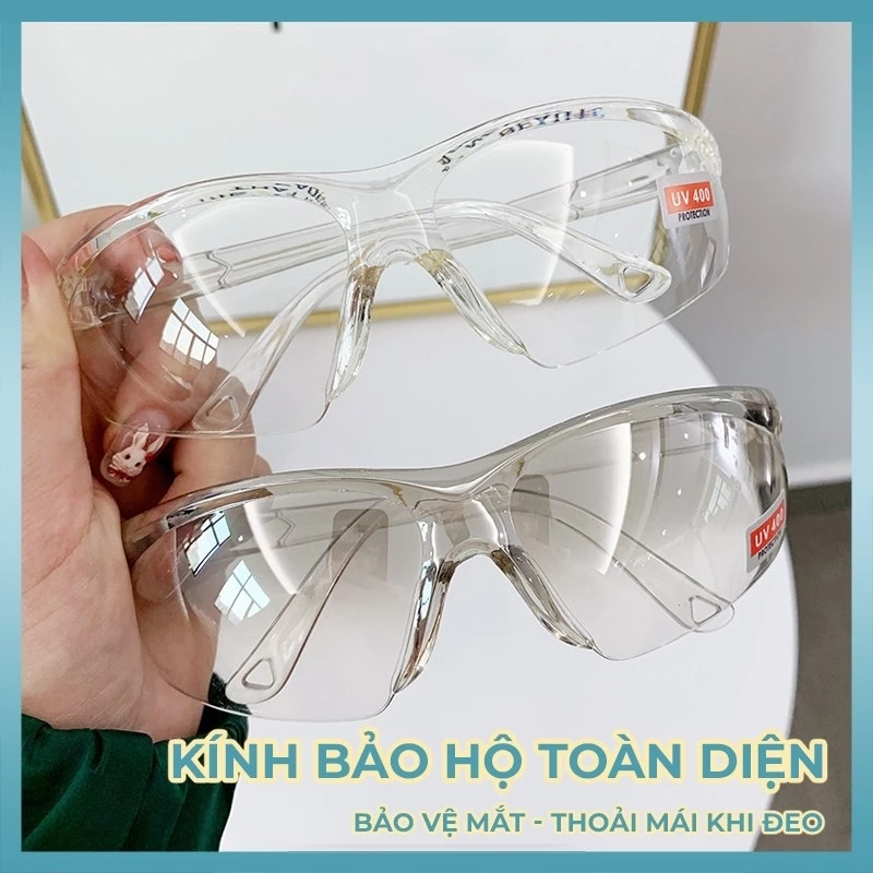 Kính mắt bảo hộ nữ nam mắt kính trong suốt chống giọt bắn khói bụi thời trang phong cách Hàn Quốc bền đẹp