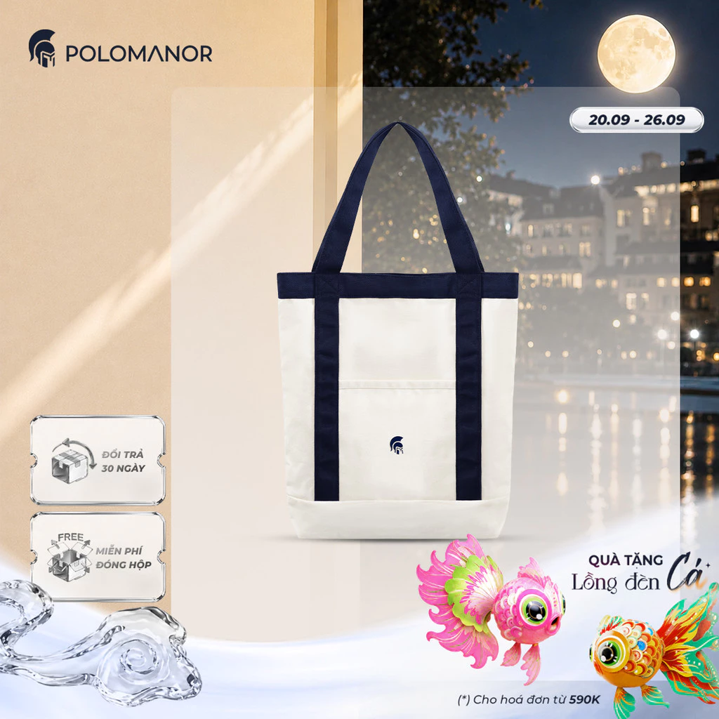 Túi tote V2 cao cấp POLOMANOR, đựng laptop, có khóa kéo nhiều ngăn tiện lợi, thanh lịch