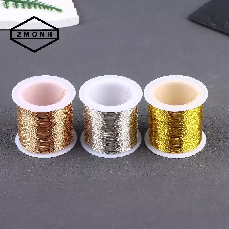 ZMONH 100m / 328ft Dây thép mạ đồng không phai Dây điêu khắc kim loại có thể uốn cong để làm đồ trang sức hoa thủ công 0,3 / 0,4 / 0,5mm * mới