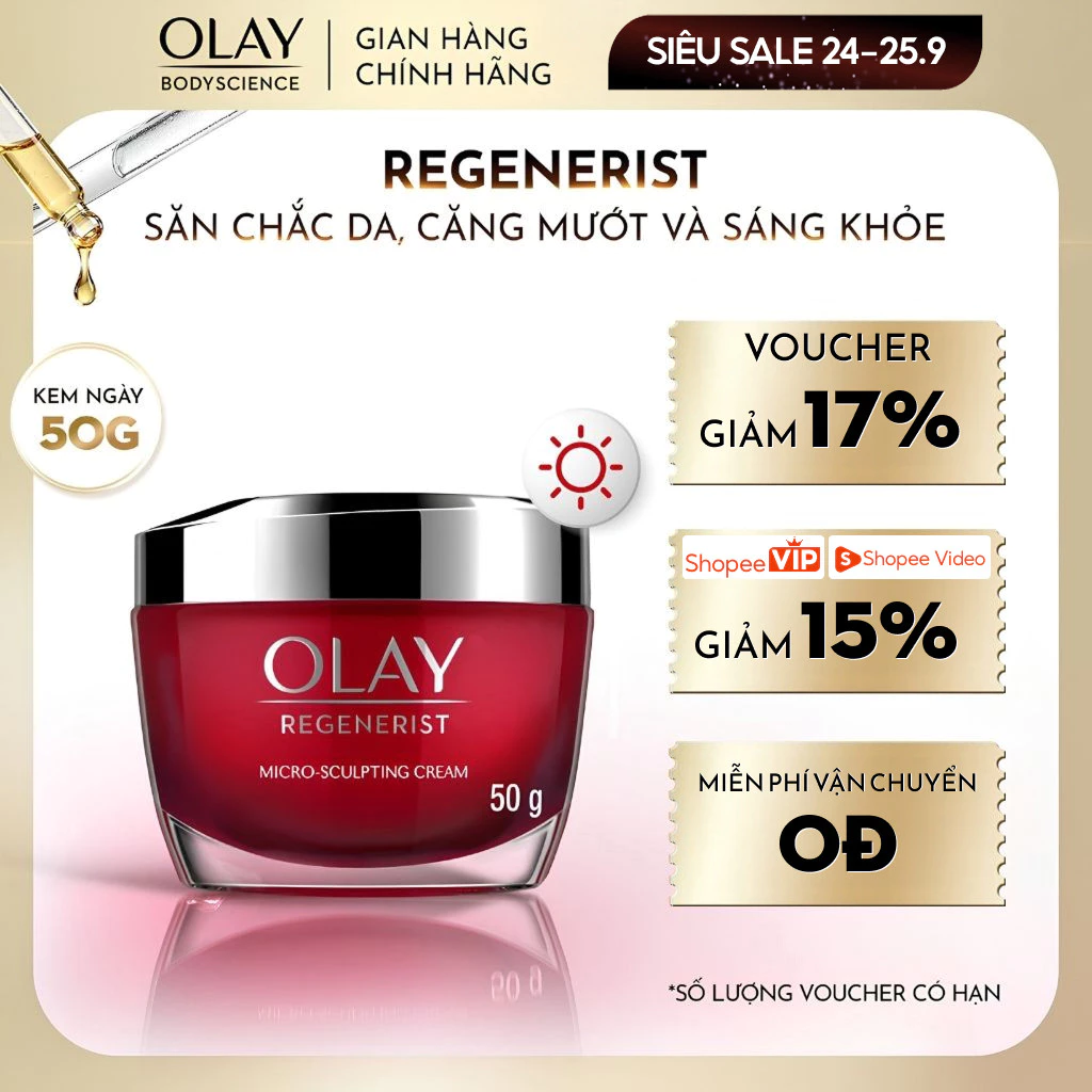 [LIVE] Kem Dưỡng OLAY Regenerist Ban Ngày Tái Tạo Da Chống Lão Hóa Kem Dưỡng 50g mẫu ngẫu nhiên