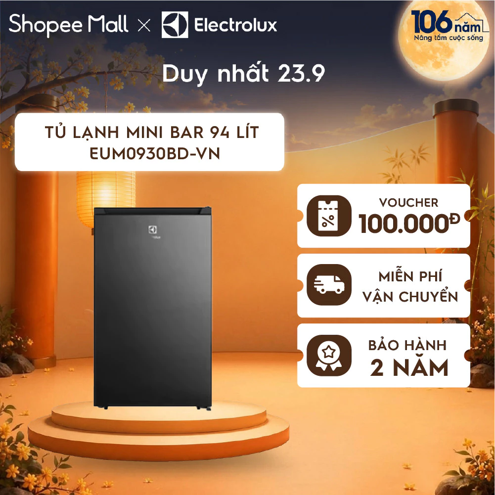 Tủ lạnh mini 94L Electrolux EUM0930BD-VN - đèn LED sáng, tiết kiệm điện, nhỏ gọn