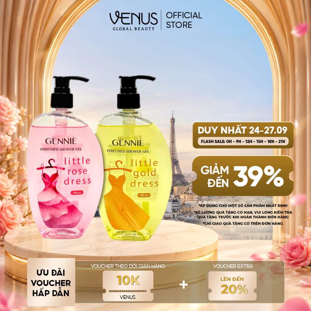 Combo 02 Sữa tắm Nữ Gennie Little Dress 450ml Hương Thơm Quyến Rũ Lưu Hương Đến 8H