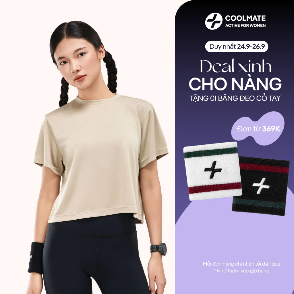 [369K TẶNG QUÀ]Áo thể thao nữ Essential Croptop Tee nhanh khô thấm hút thoáng khí - Coolmate Active For Women