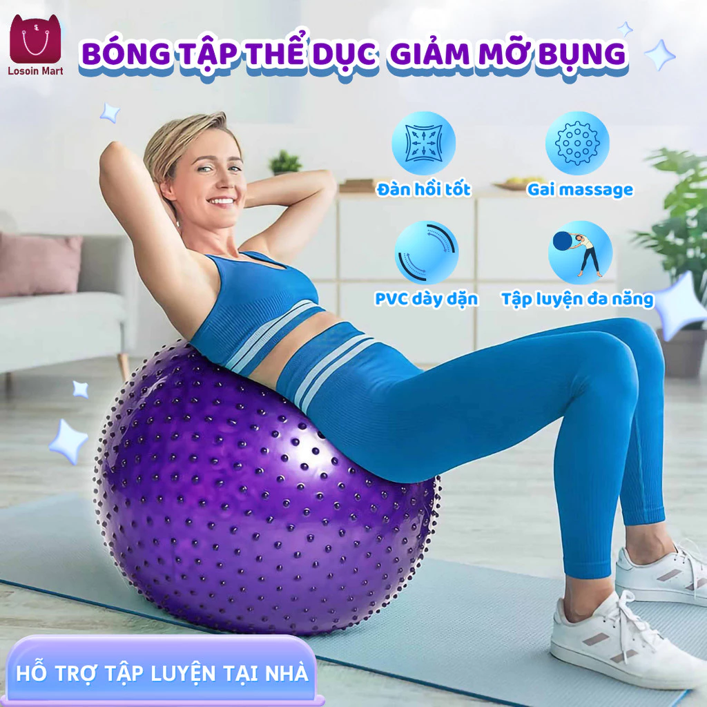 Bóng tập Yoga/Thể dục - Bóng gai (Kích thước 55, 65, 75, 85 cm) Chất lượng cao, thích hợp để tập luyện và giảm mệt mỏi
