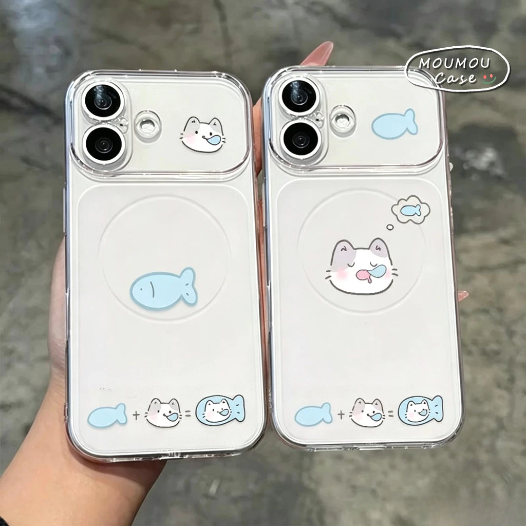 Ốp Lưng Cho IPhone 17 16 11 12 15 13 14 Pro Max 17air 16 15 Plus Cặp Đôi Mèo Con Thay Đổi Tức Thì 17 Bìa Mềm
