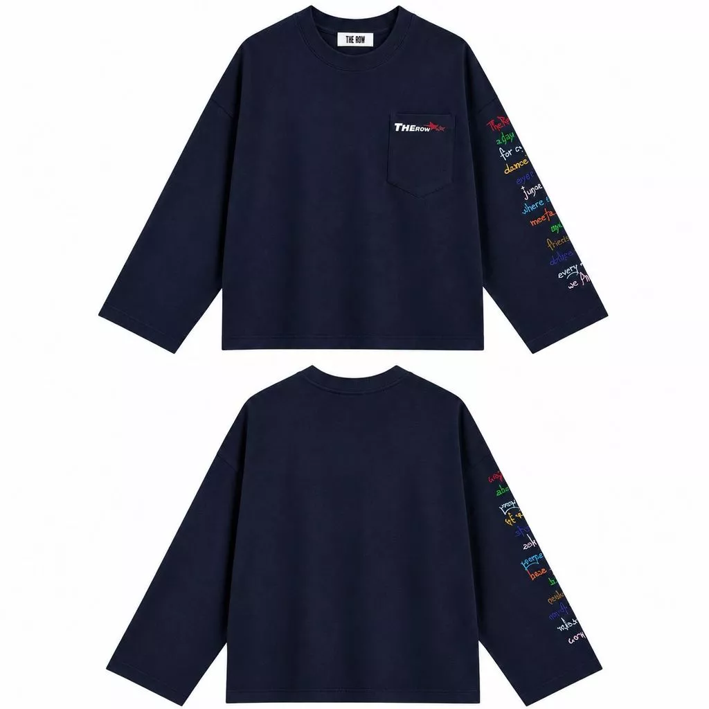 Áo Phông Tay Dài Phối Túi Form Boxy Nam Nữ Unisex, Áo Thun Oversize Form Rộng Cổ Tròn Basic Streetwear Hàn Quốc