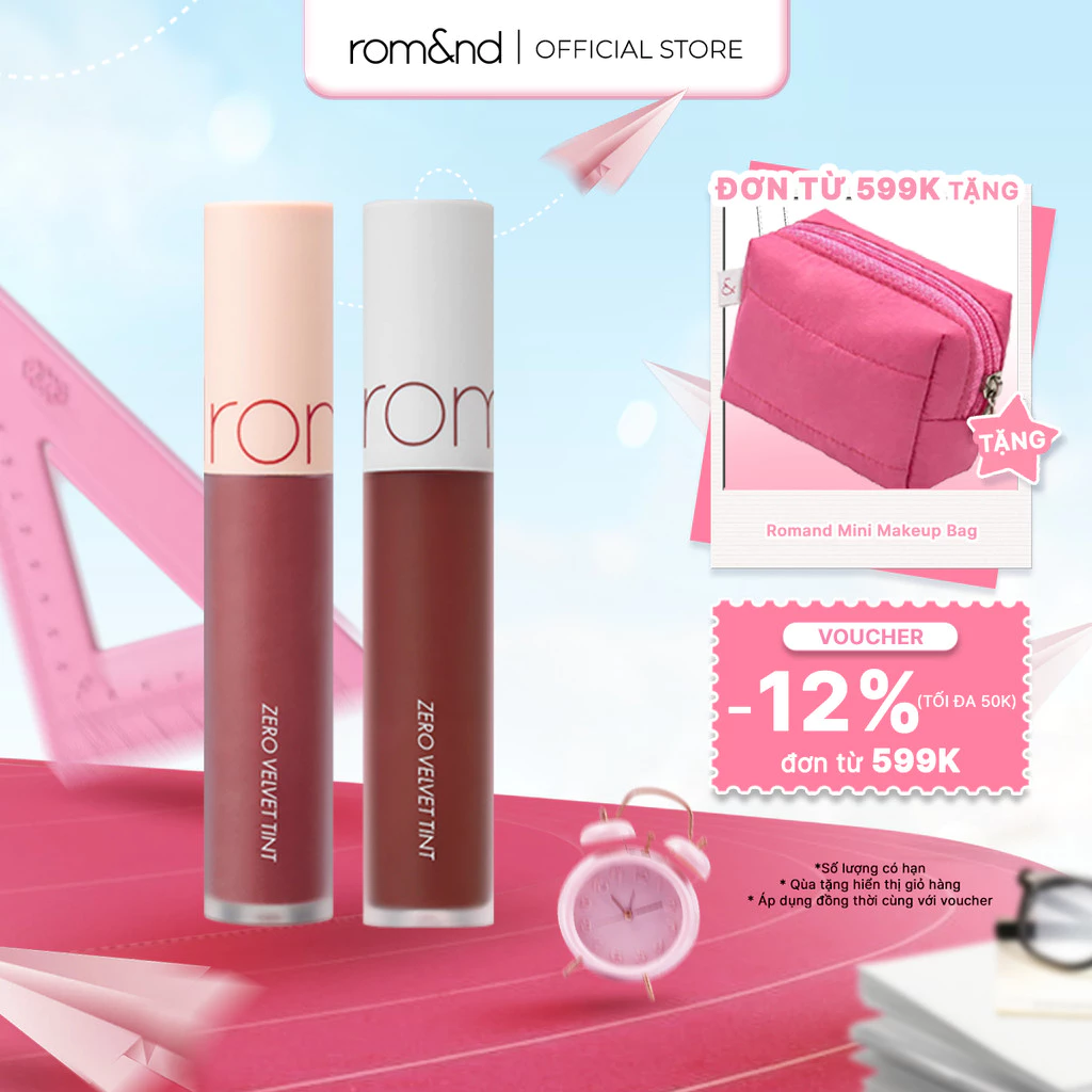 [Rom&nd] Combo 2 son kem lì cực nhẹ môi Romand Zero Velvet Tint