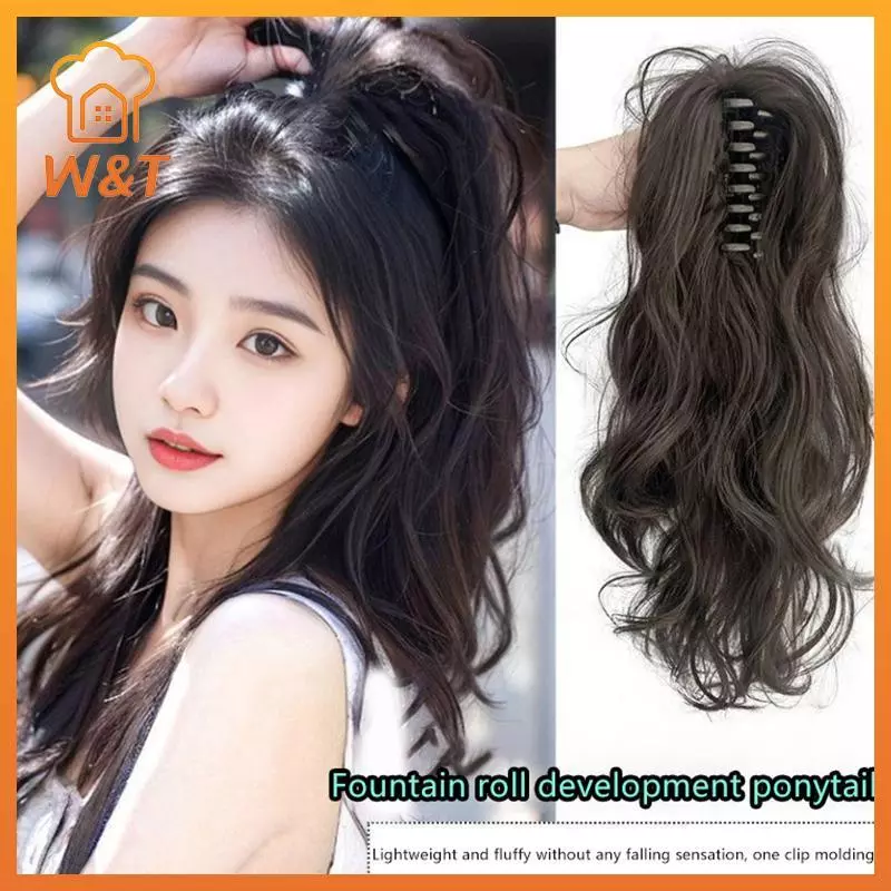 [W & T] 35cm Hình Thác Nước Tổng Hợp Tóc Giả Xoăn Móng Vuốt Kẹp Sống Động Như Thật Đuôi Ngựa Cao Nối Tóc Lông Tơ Để Tăng Dụng Cụ Tạo Kiểu Mới