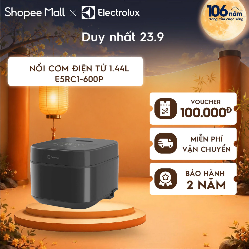 Nồi cơm điện tử Electrolux Series 500 1.44L E5RC1-600P - Bảo hành 2 năm, menu đa năng