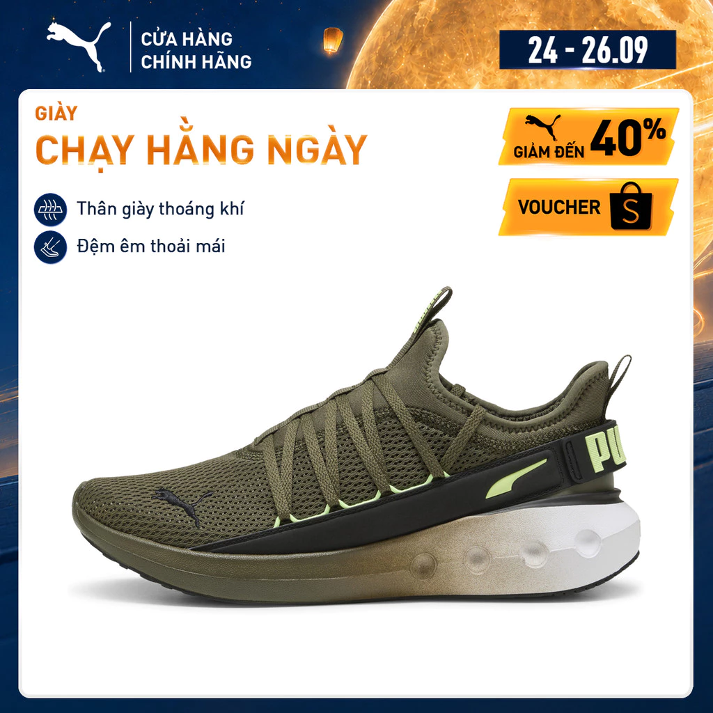 Giày Thể Thao PUMA Unisex Softride Carson Fresh Loden Green-Black-Fizzy Light Màu Xanh Lá