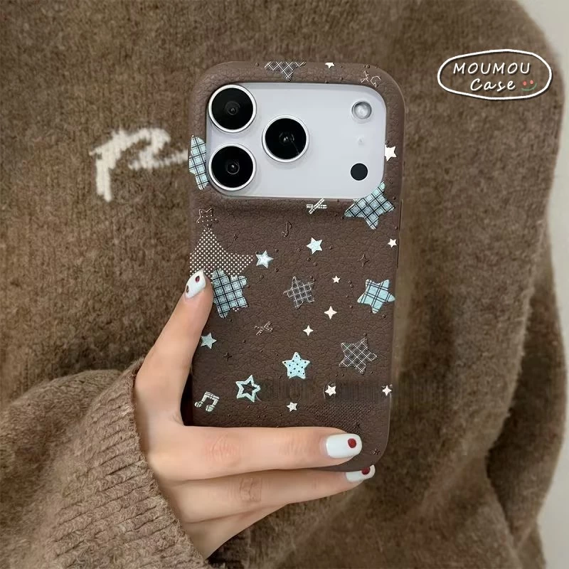Ốp Lưng Cho IPhone 16 17 11 15 13 12 14 Pro Max 17Air 15 16 14 Plus Vintage Stars Luxury Skin Feel Kết cấu da Bìa mềm