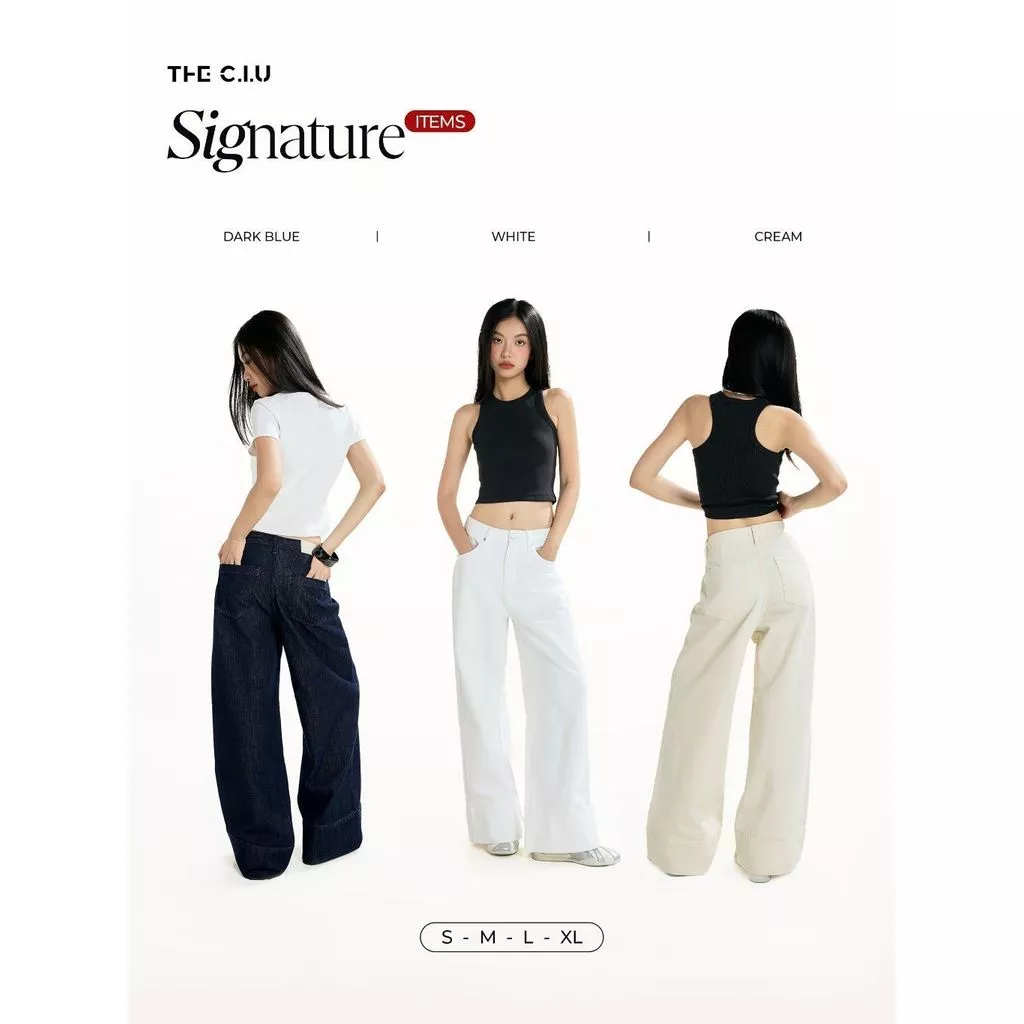 [SIGNATURE] Quần jeans nữ ống suông lưng cao THE C.I.U, quần denim nữ ống rộng – Wide Leg Jeans - 052601 - SG01