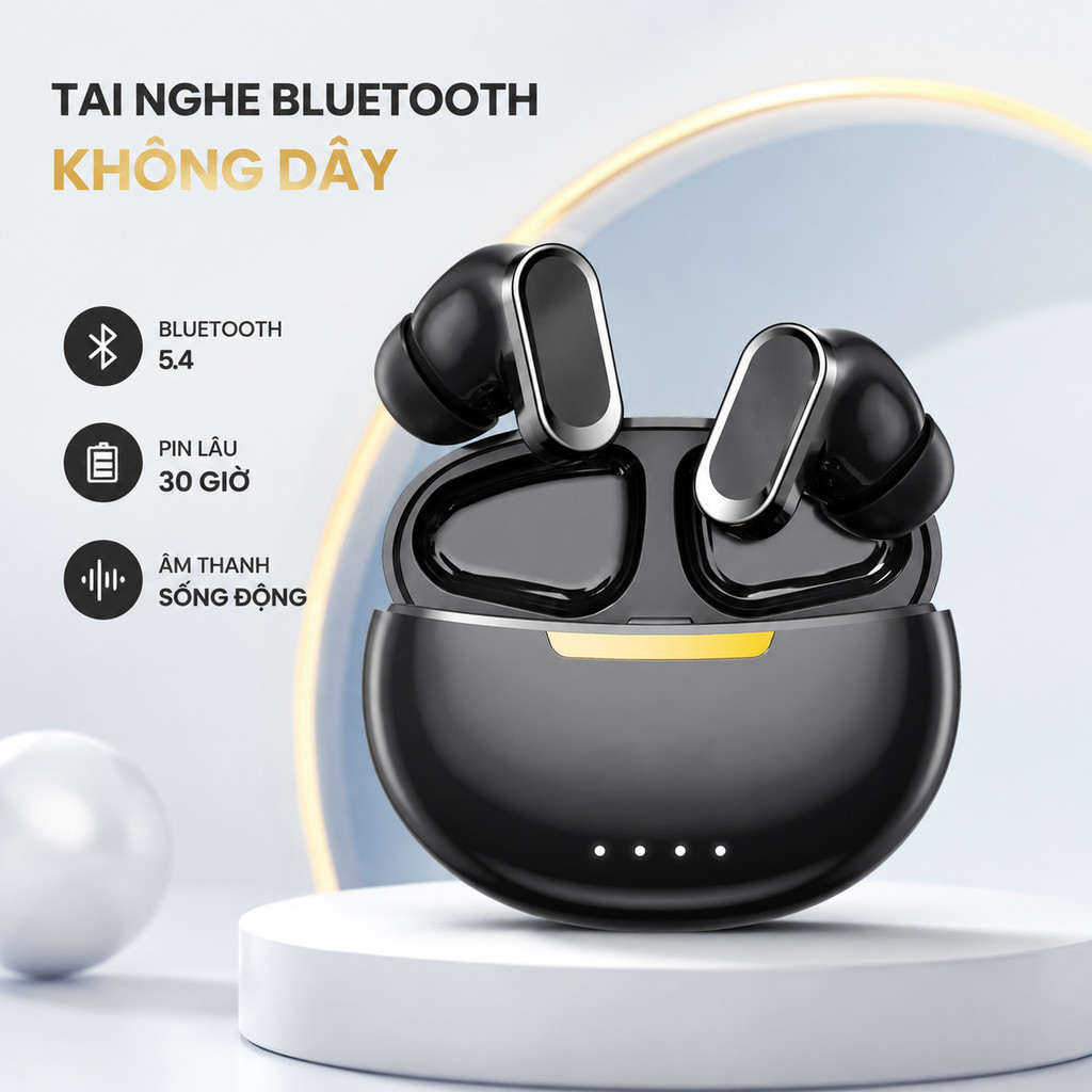 Tai Nghe Bluetooth Không Dây 5.4 Pin Lâu 30 Giờ Âm Thanh Sống Động Cảm Ứng TWS…