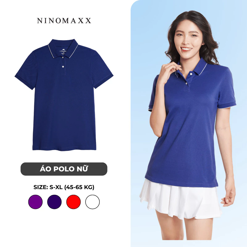 [CÒN ĐỎ, TÍM ĐẬM] Áo Polo Nữ Viền Cổ Thời Trang NINOMAXX 2311006