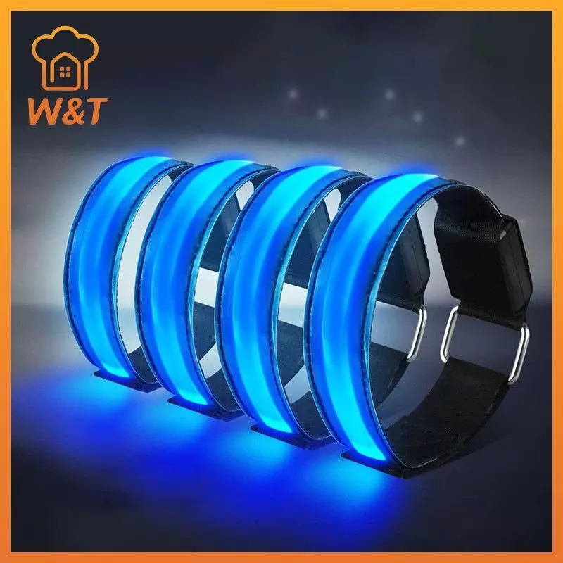 [W & T] Dây đeo tay phát sáng Đèn LED chạy ban đêm Chạy dây đeo cổ tay phát sáng Cảnh báo an toàn Phản quang Vòng đeo tay mắt cá chân USB Mới