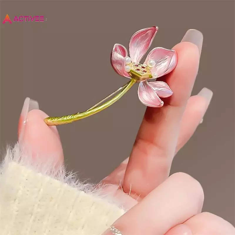 < Activee > Trâm cài hoa sen tinh tế thời trang dành cho nữ Cô gái Huy hiệu hoa sen thanh lịch Tính khí sáng tạo Chân phụ kiện quần áo Đẹp